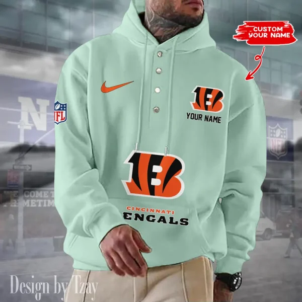 Cincinnati Bengals Casual Button Hoodie SPTCBH039 - Image 4