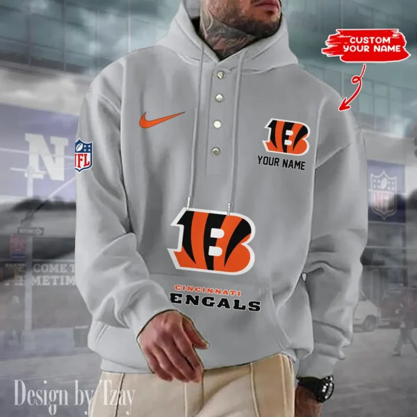 Cincinnati Bengals Casual Button Hoodie SPTCBH039 - Image 5