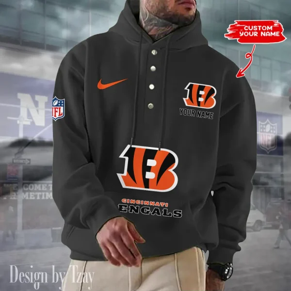 Cincinnati Bengals Casual Button Hoodie SPTCBH039 - Image 6