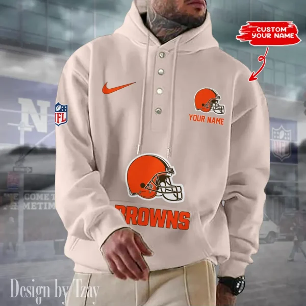 Cleveland Browns Casual Button Hoodie SPTCBH040 - Image 2