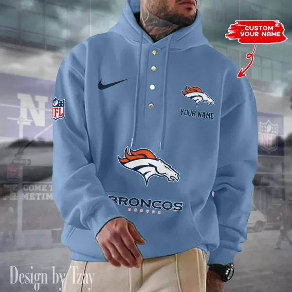 Denver Broncos Casual Button Hoodie SPTCBH042