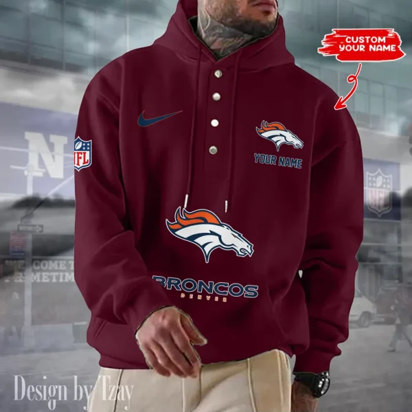 Denver Broncos Casual Button Hoodie SPTCBH042 - Image 2