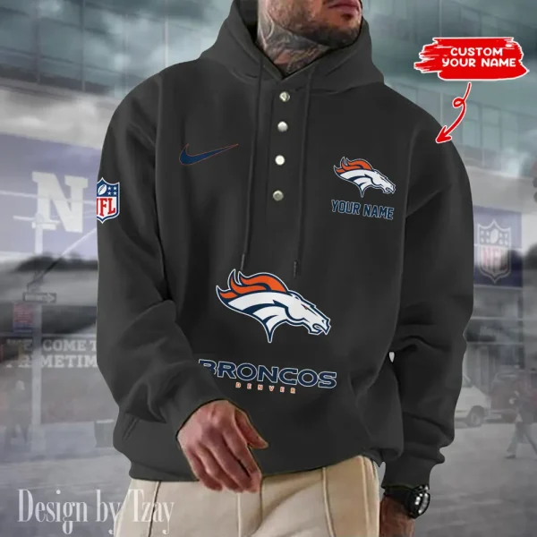 Denver Broncos Casual Button Hoodie SPTCBH042 - Image 5