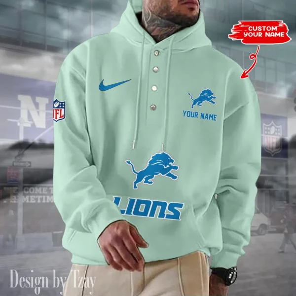 Detroit Lions Casual Button Hoodie SPTCBH043