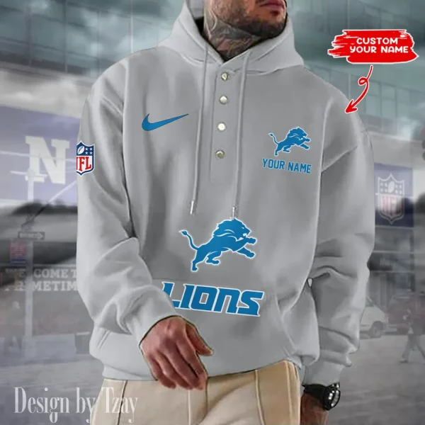 Detroit Lions Casual Button Hoodie SPTCBH043 - Image 2