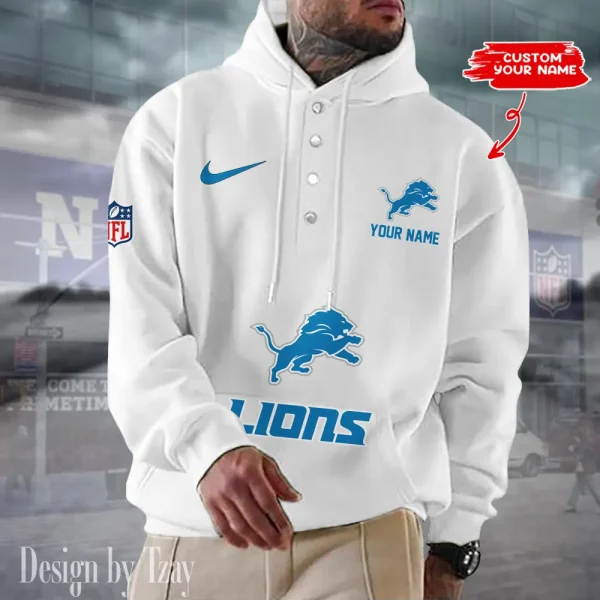 Detroit Lions Casual Button Hoodie SPTCBH043 - Image 5