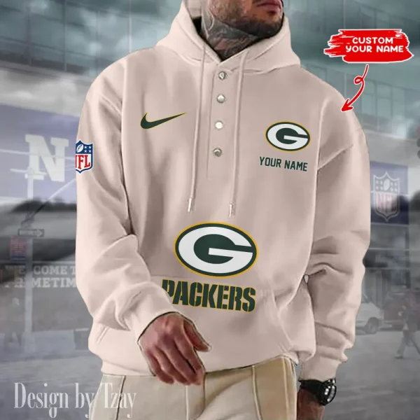 Green Bay Packers Casual Button Hoodie SPTCBH044