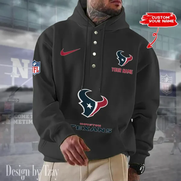 Houston Texans Casual Button Hoodie SPTCBH045 - Image 2