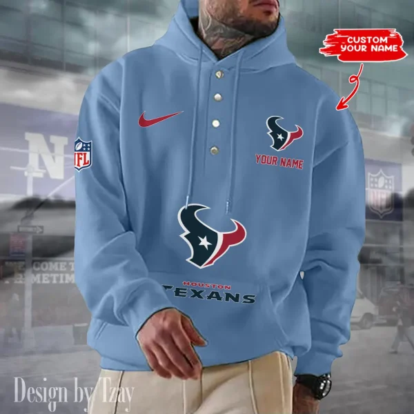 Houston Texans Casual Button Hoodie SPTCBH045 - Image 5