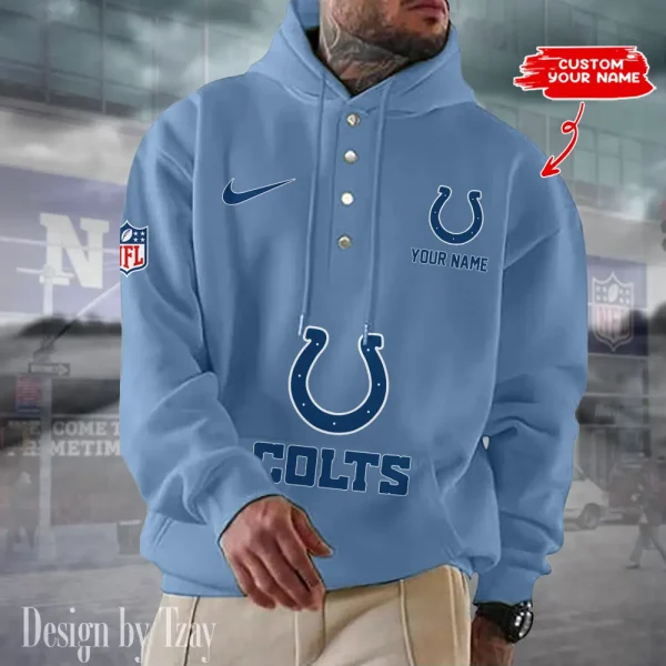 Indianapolis Colts Casual Button Hoodie SPTCBH046 - Image 2