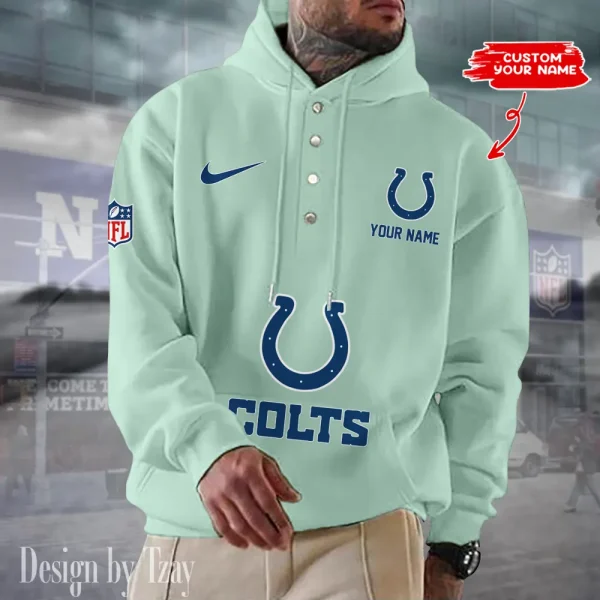 Indianapolis Colts Casual Button Hoodie SPTCBH046 - Image 7