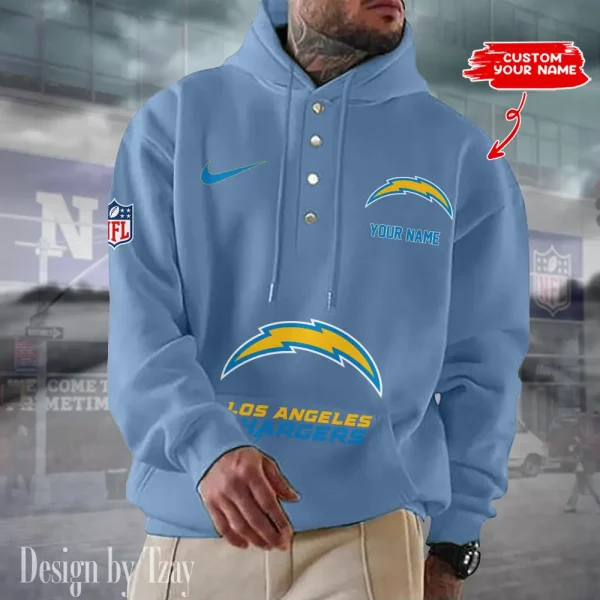 Los Angeles Chargers Casual Button Hoodie SPTCBH050 - Image 2