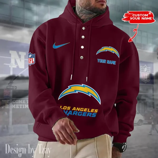 Los Angeles Chargers Casual Button Hoodie SPTCBH050 - Image 3