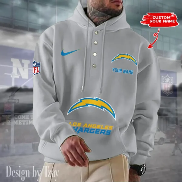 Los Angeles Chargers Casual Button Hoodie SPTCBH050 - Image 4