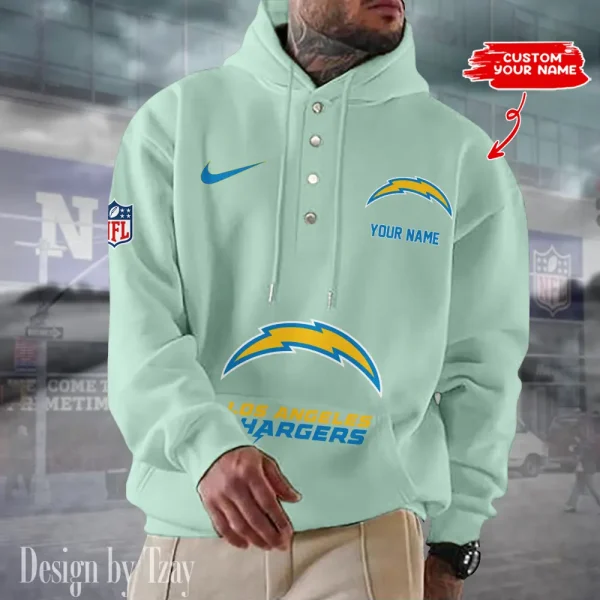 Los Angeles Chargers Casual Button Hoodie SPTCBH050 - Image 5