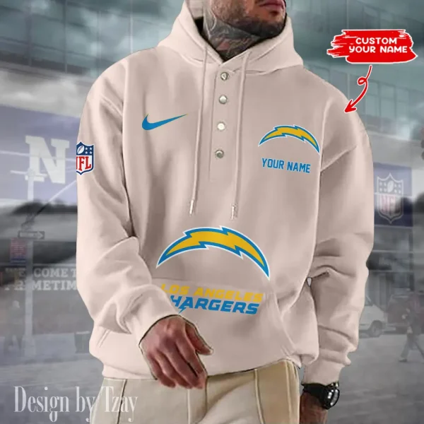 Los Angeles Chargers Casual Button Hoodie SPTCBH050 - Image 6