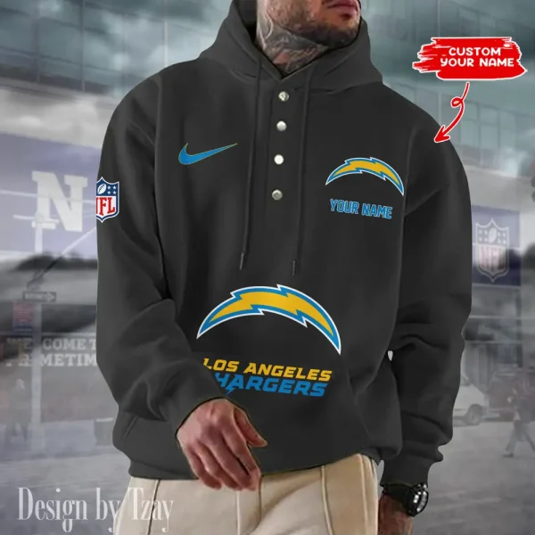 Los Angeles Chargers Casual Button Hoodie SPTCBH050 - Image 7