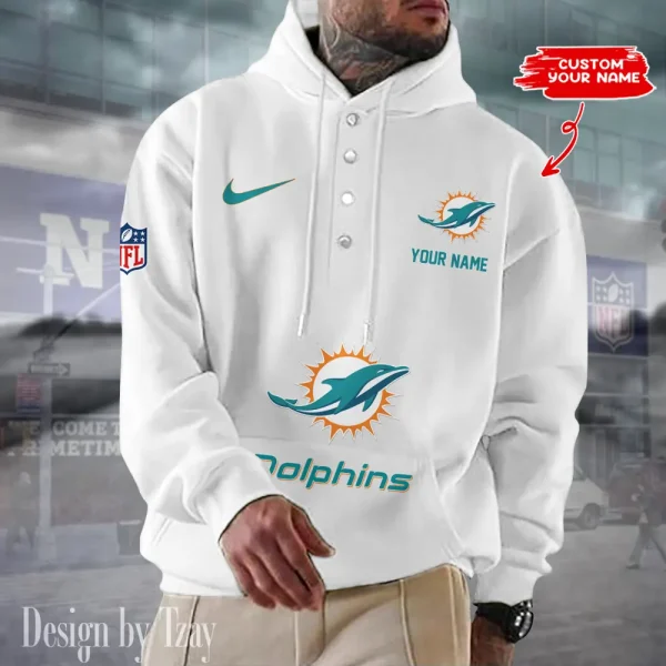 Miami Dolphins Casual Button Hoodie SPTCBH052