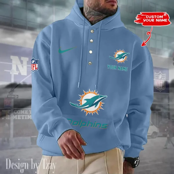 Miami Dolphins Casual Button Hoodie SPTCBH052 - Image 2