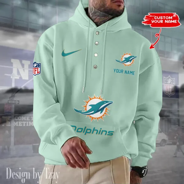 Miami Dolphins Casual Button Hoodie SPTCBH052 - Image 4