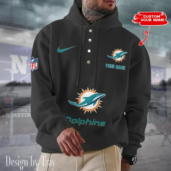 Miami Dolphins Casual Button Hoodie SPTCBH052 - Image 5