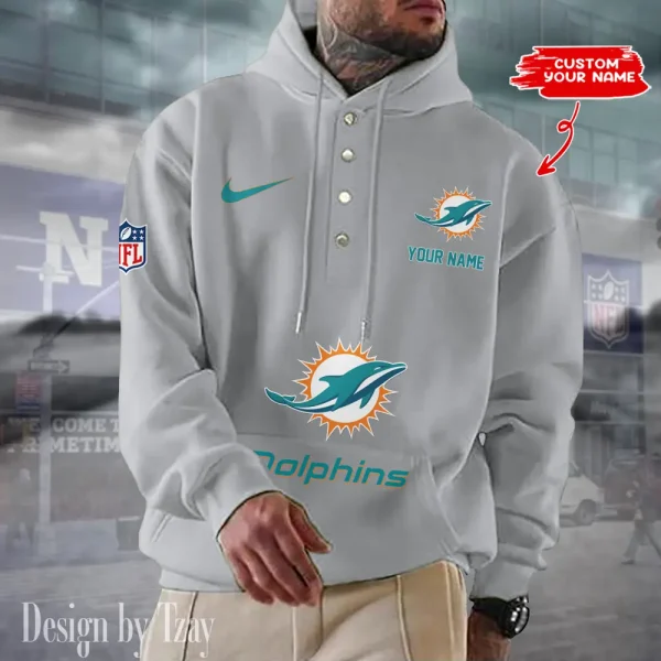 Miami Dolphins Casual Button Hoodie SPTCBH052 - Image 6