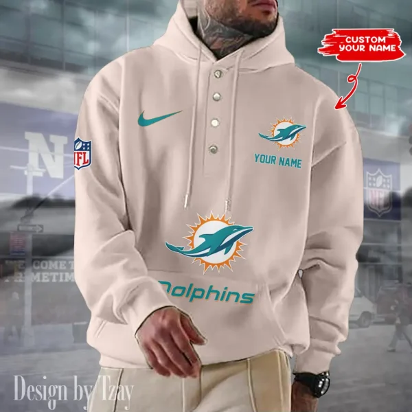 Miami Dolphins Casual Button Hoodie SPTCBH052 - Image 7