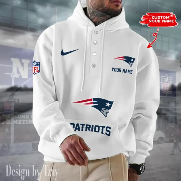 New England Patriots Casual Button Hoodie SPTCBH054 - Image 7