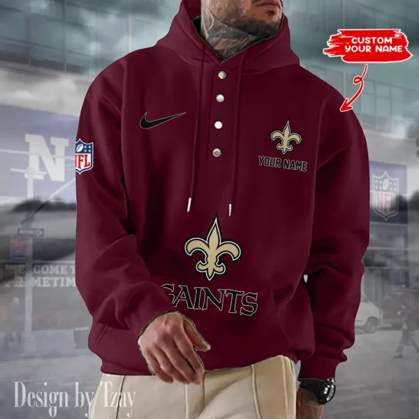 New Orleans Saints Casual Button Hoodie SPTCBH055 - Image 3