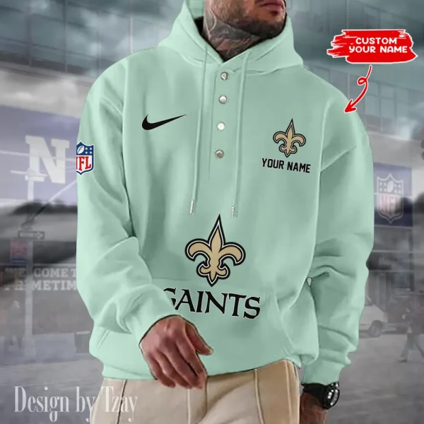 New Orleans Saints Casual Button Hoodie SPTCBH055 - Image 4