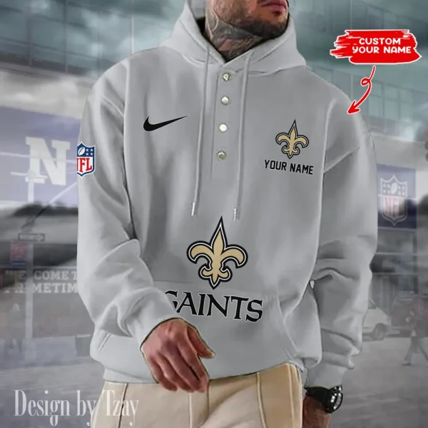 New Orleans Saints Casual Button Hoodie SPTCBH055 - Image 5