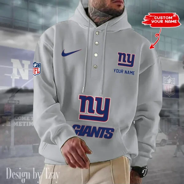 New York Giants Casual Button Hoodie SPTCBH056 - Image 4