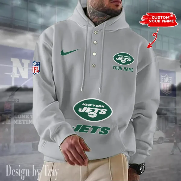 New York Jets Casual Button Hoodie SPTCBH057 - Image 2