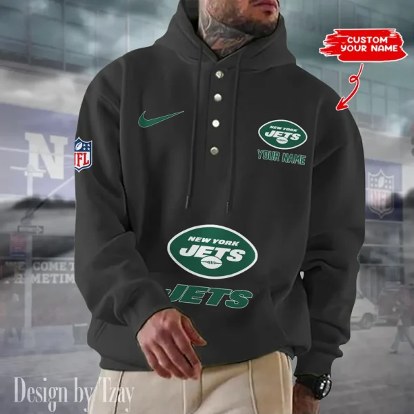 New York Jets Casual Button Hoodie SPTCBH057 - Image 3