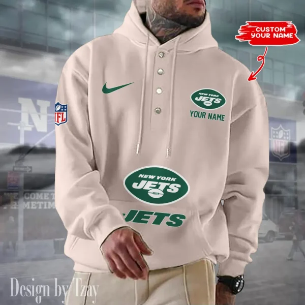 New York Jets Casual Button Hoodie SPTCBH057 - Image 4