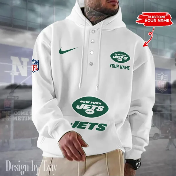 New York Jets Casual Button Hoodie SPTCBH057 - Image 5