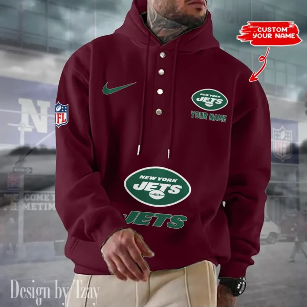 New York Jets Casual Button Hoodie SPTCBH057 - Image 7