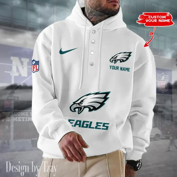 Philadelphia Eagles Casual Button Hoodie SPTCBH058