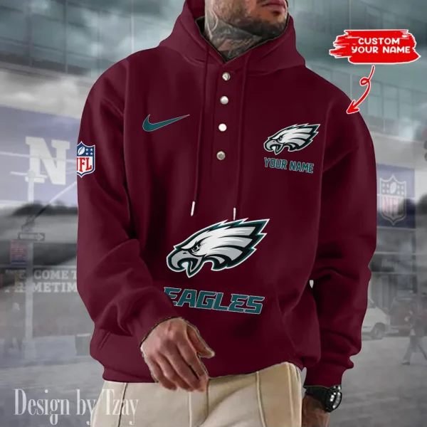 Philadelphia Eagles Casual Button Hoodie SPTCBH058 - Image 3