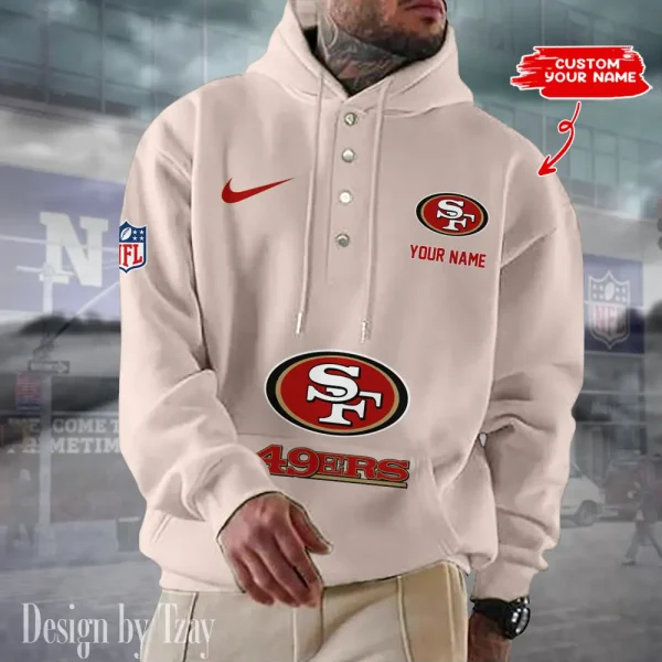 San Francisco 49ers Casual Button Hoodie SPTCBH060 - Image 2