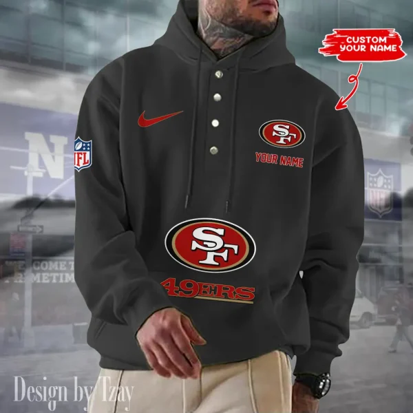 San Francisco 49ers Casual Button Hoodie SPTCBH060 - Image 3