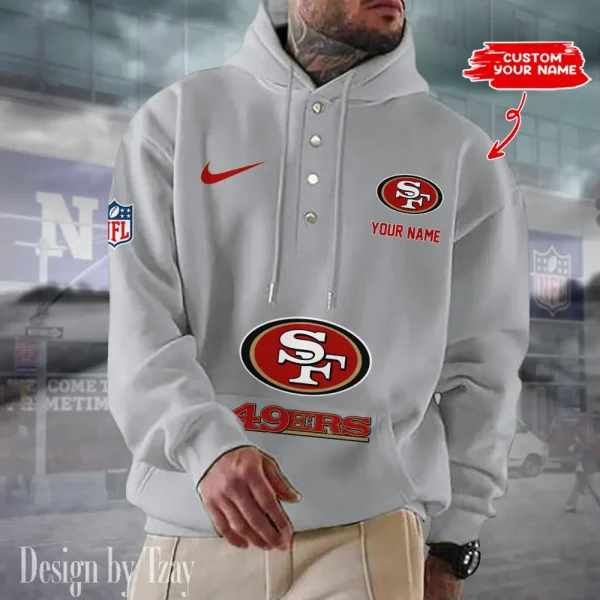 San Francisco 49ers Casual Button Hoodie SPTCBH060 - Image 4