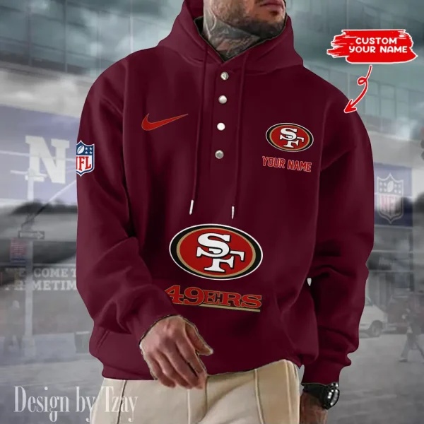 San Francisco 49ers Casual Button Hoodie SPTCBH060 - Image 5