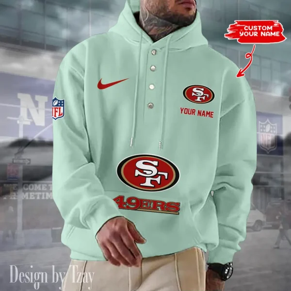 San Francisco 49ers Casual Button Hoodie SPTCBH060 - Image 6