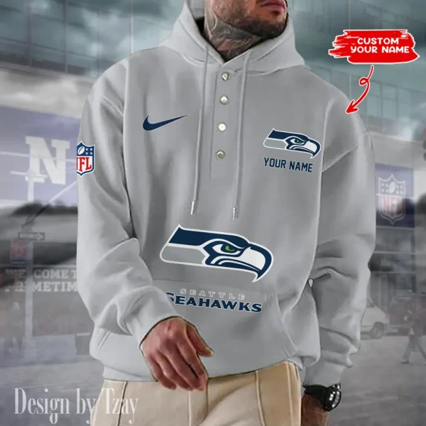 Seattle Seahawks Casual Button Hoodie SPTCBH061 - Image 5