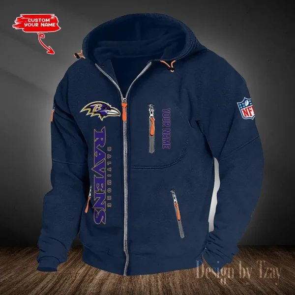 Baltimore Ravens Hooded Cardigan Zip Hoodie ANZ2DZH191 - Image 2