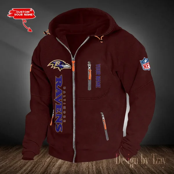 Baltimore Ravens Hooded Cardigan Zip Hoodie ANZ2DZH191 - Image 3