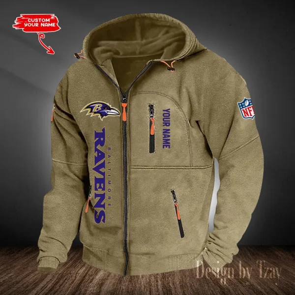 Baltimore Ravens Hooded Cardigan Zip Hoodie ANZ2DZH191 - Image 4