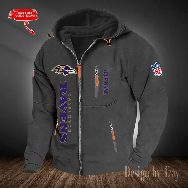 Baltimore Ravens Hooded Cardigan Zip Hoodie ANZ2DZH191 - Image 5