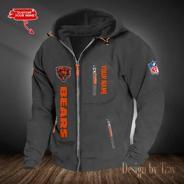 Chicago Bears Hooded Cardigan Zip Hoodie ANZ2DZH194 - Image 2